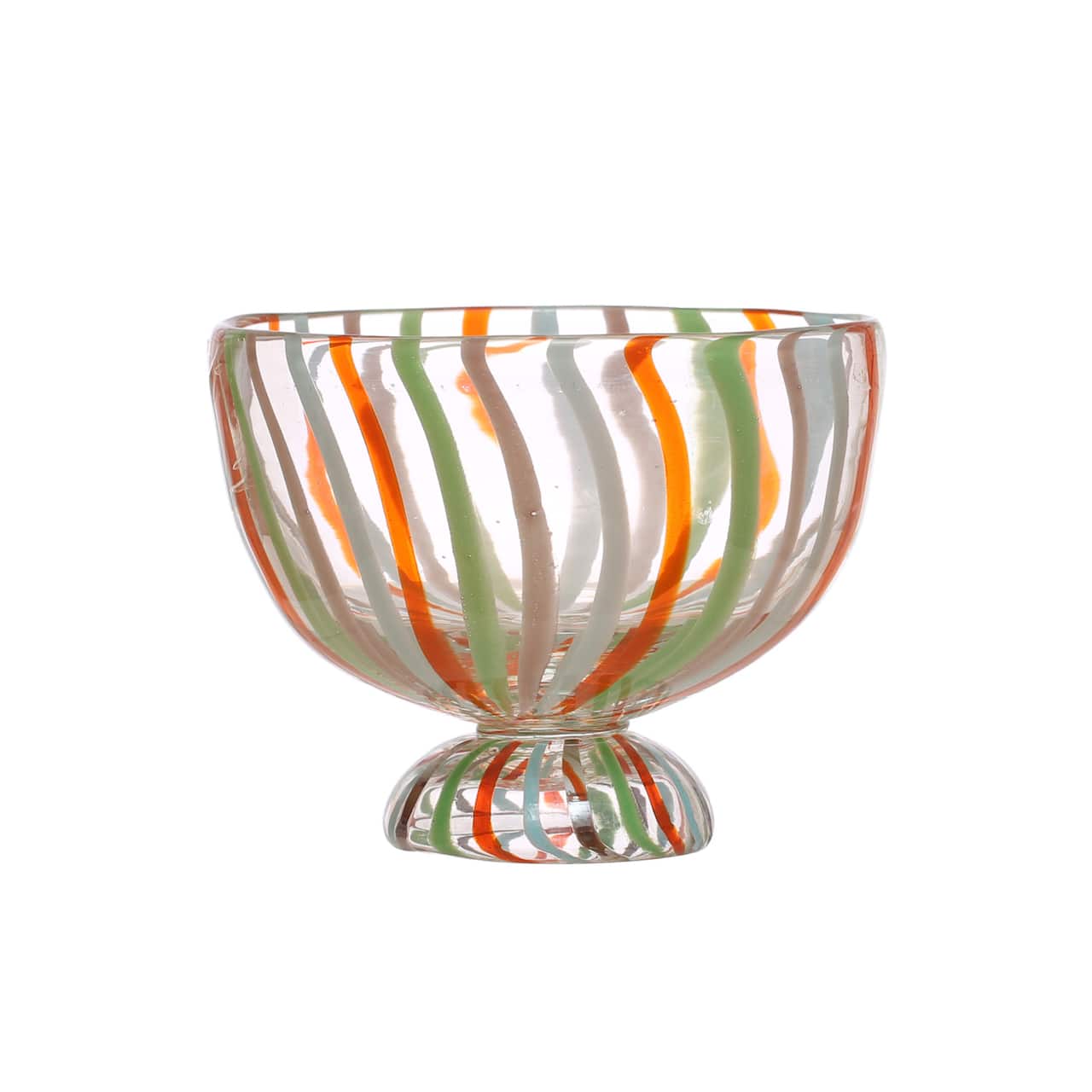 Hello Honey® 6.75" Multicolor Stripes Hand-Painted Glass Footed Bowl